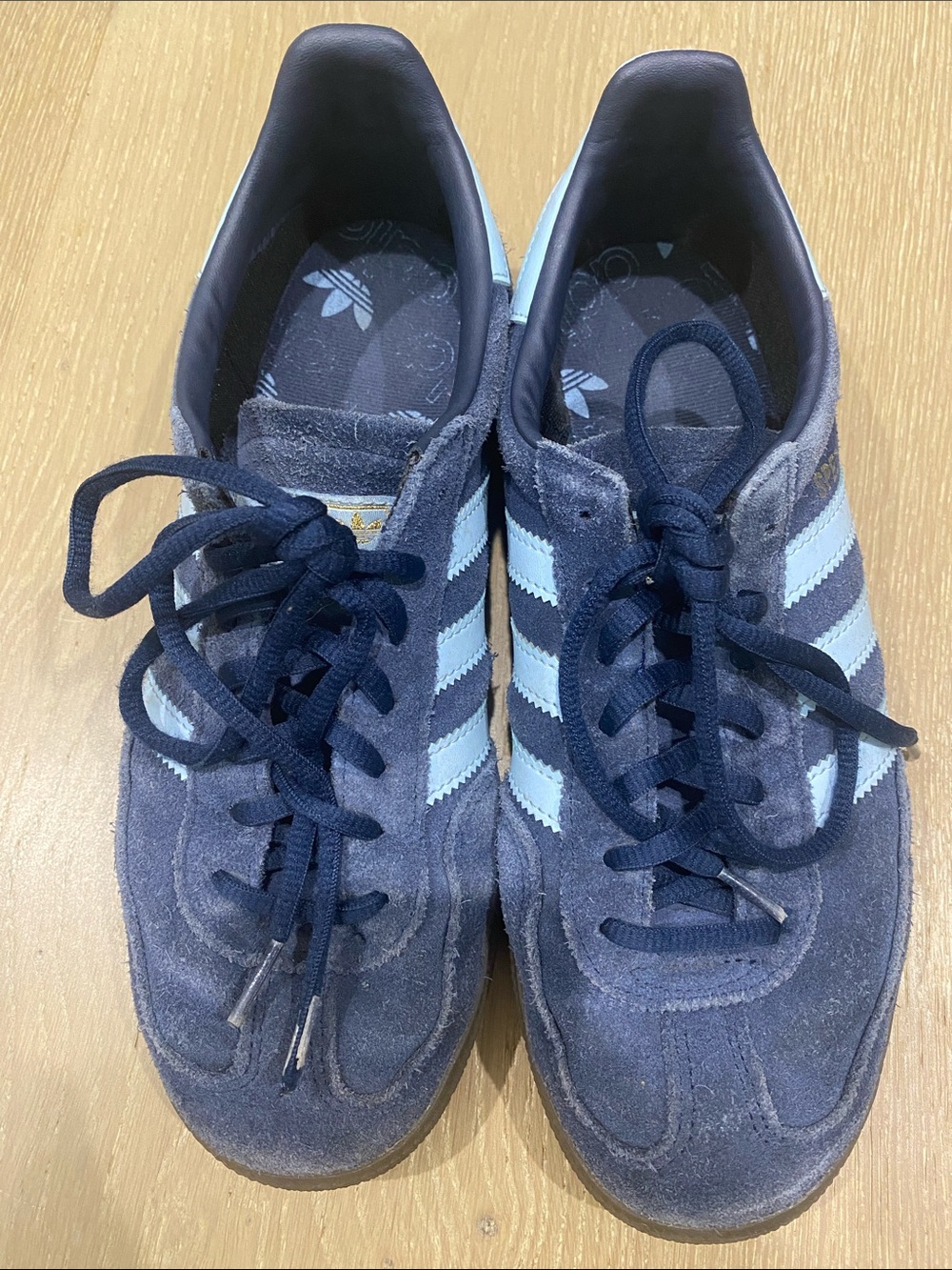 adidas Navy Suede Sneakers with Light Blue Stripes